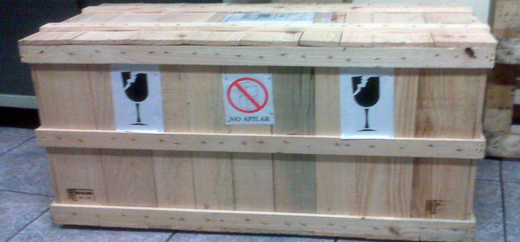 Merchandise packed in wooden crate ready for shipping